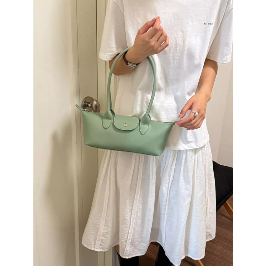 PU Leather Shoulder Bag Green / One Size Apparel and Accessories