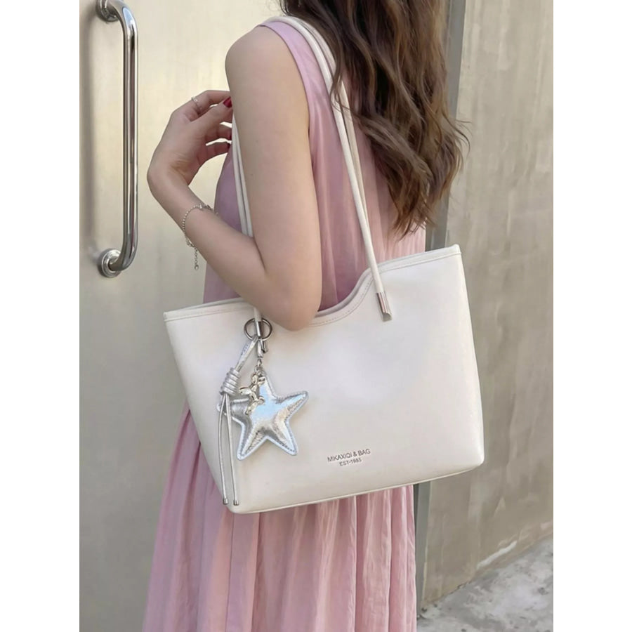 PU Leather Shoulder Bag Ivory / One Size Apparel and Accessories