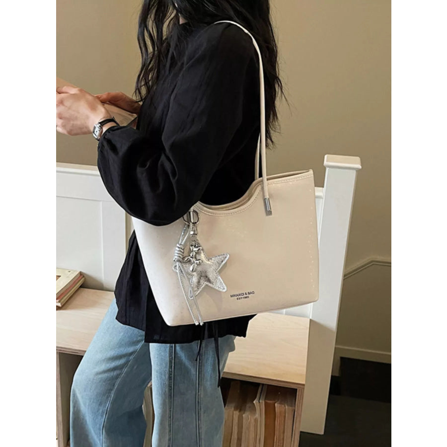 PU Leather Shoulder Bag Ivory / One Size Apparel and Accessories