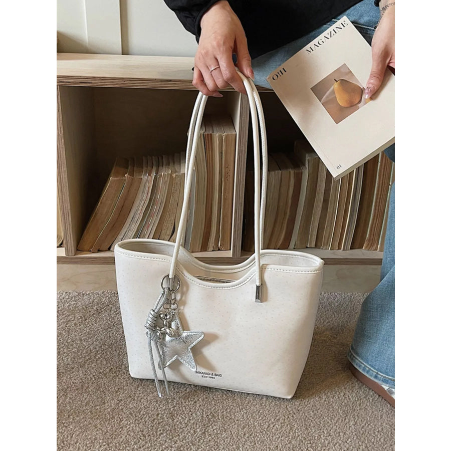 PU Leather Shoulder Bag Ivory / One Size Apparel and Accessories
