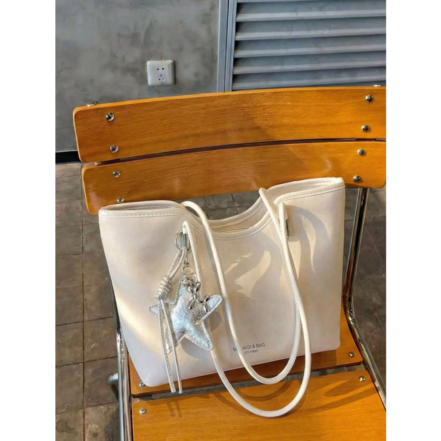 PU Leather Shoulder Bag Ivory / One Size Apparel and Accessories