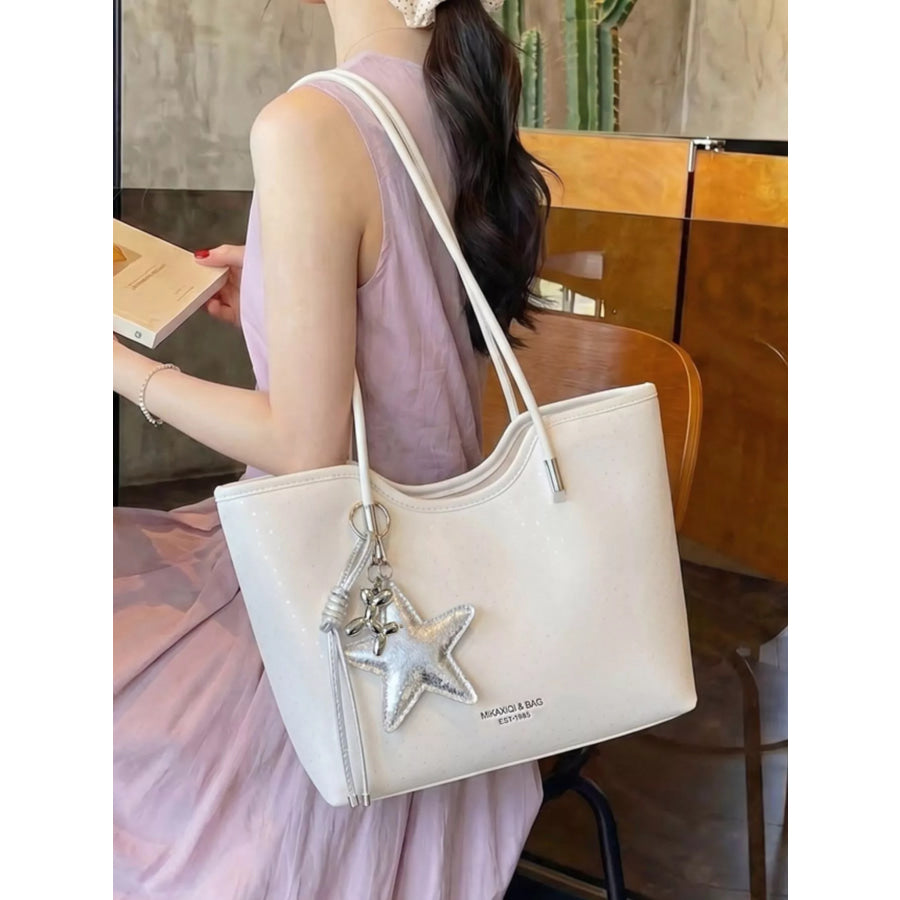PU Leather Shoulder Bag Ivory / One Size Apparel and Accessories