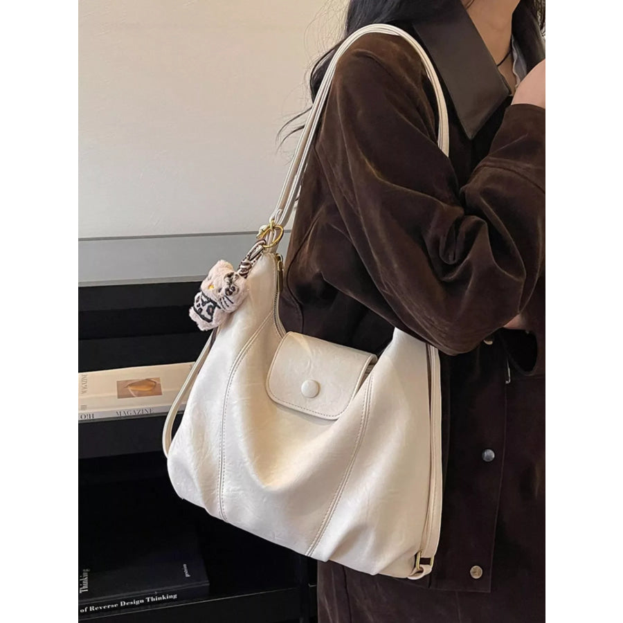 PU Leather Shoulder Bag Off-white / onesize Apparel and Accessories