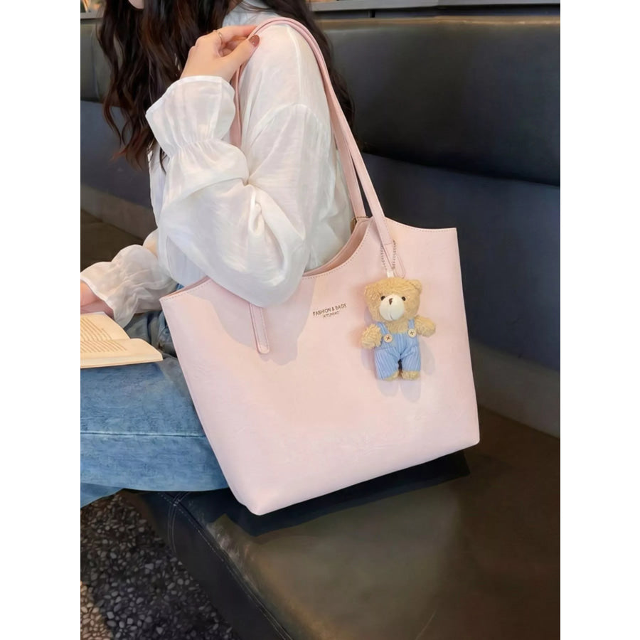 PU Leather Shoulder Bag Pink / One Size Apparel and Accessories