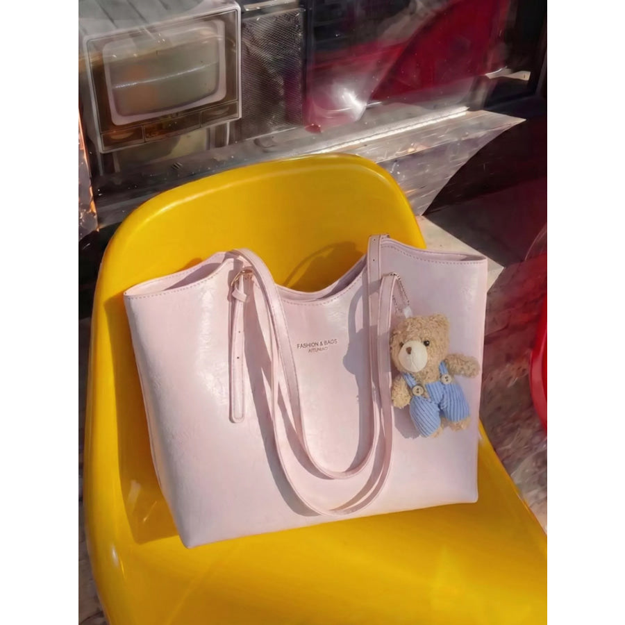 PU Leather Shoulder Bag Pink / One Size Apparel and Accessories