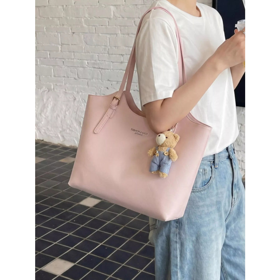 PU Leather Shoulder Bag Pink / One Size Apparel and Accessories