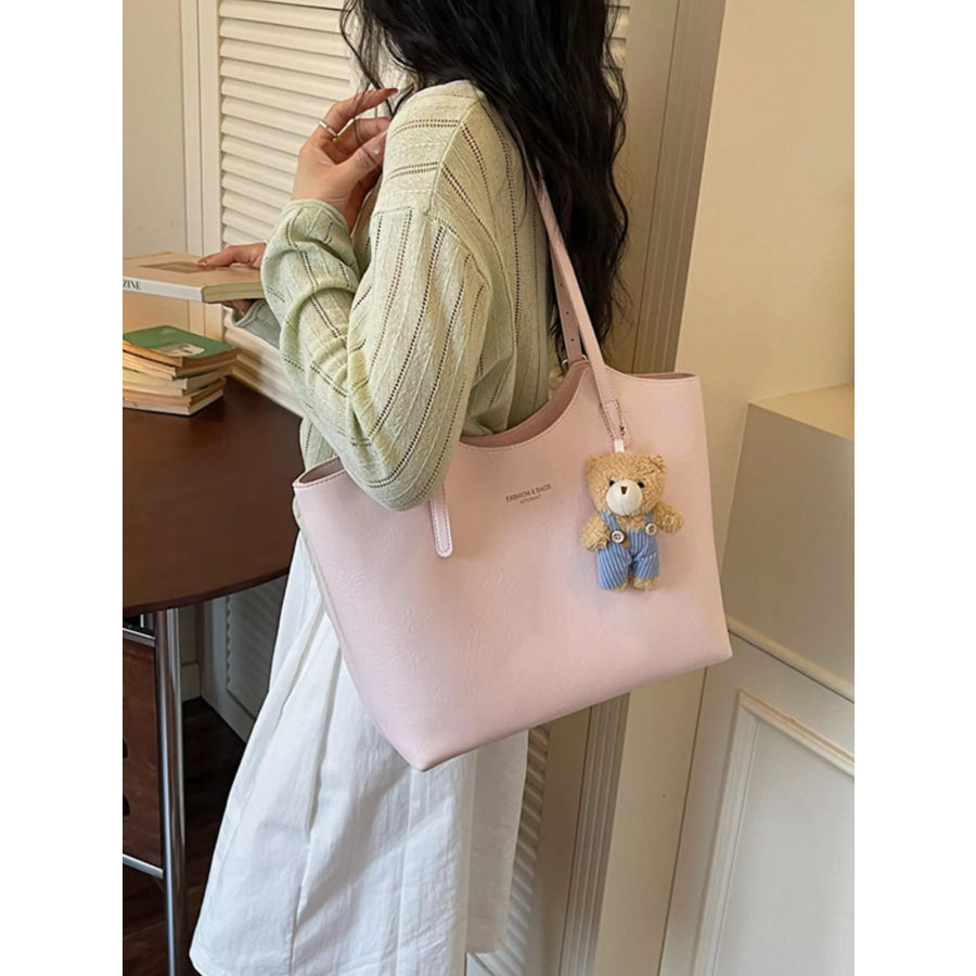 PU Leather Shoulder Bag Pink / One Size Apparel and Accessories