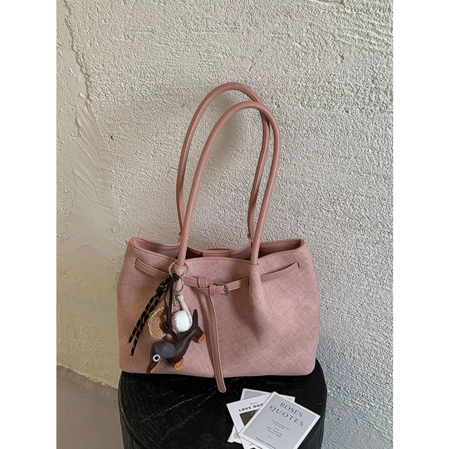 PU Leather Shoulder Bag Pink / One Size Apparel and Accessories