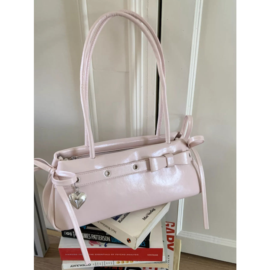 PU Leather Shoulder Bag Pink / One Size Apparel and Accessories