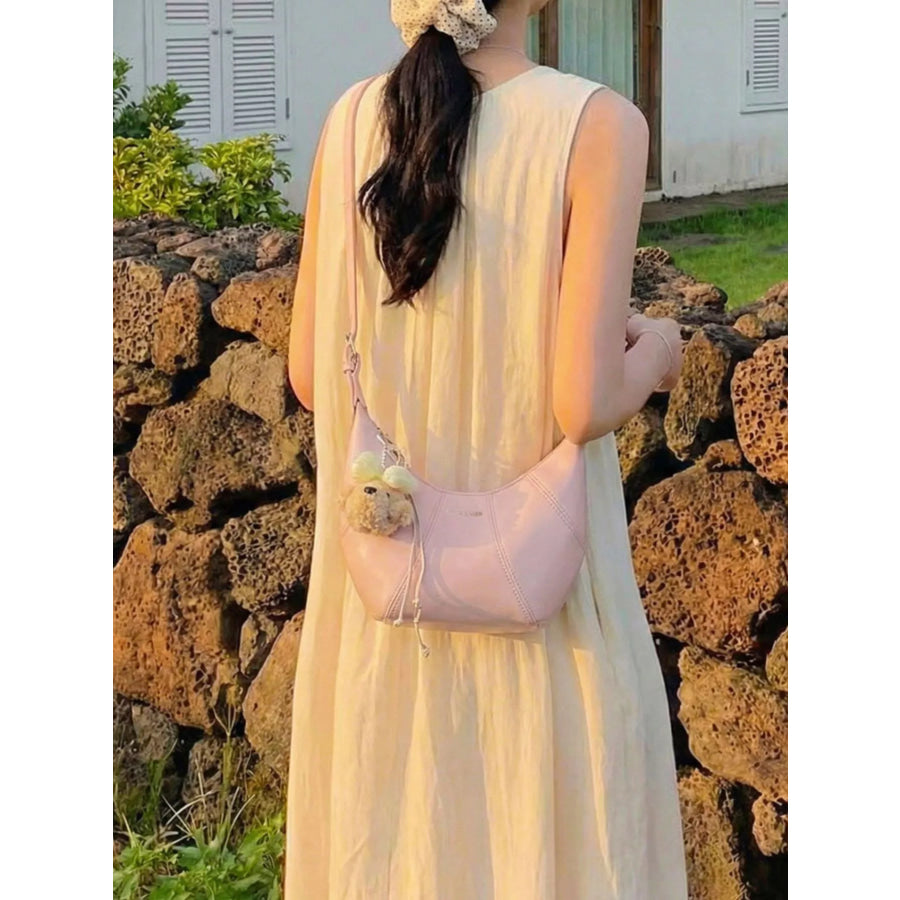 PU Leather Shoulder Bag Pink / One Size Apparel and Accessories