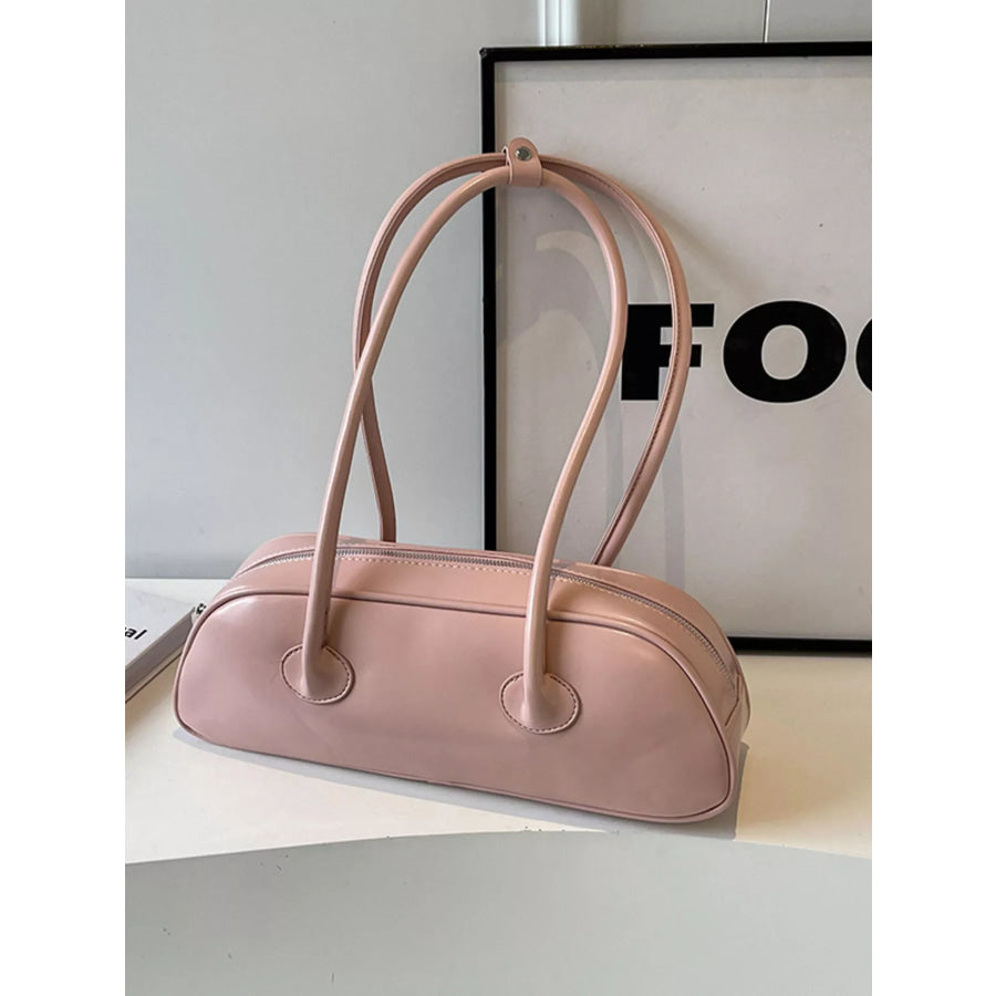 PU Leather Shoulder Bag Pink / One Size Apparel and Accessories