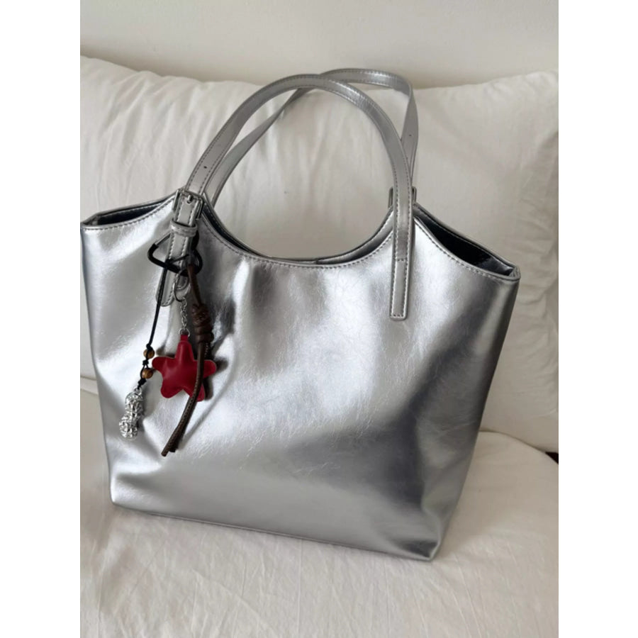 PU Leather Shoulder Bag Silver / onesize Apparel and Accessories
