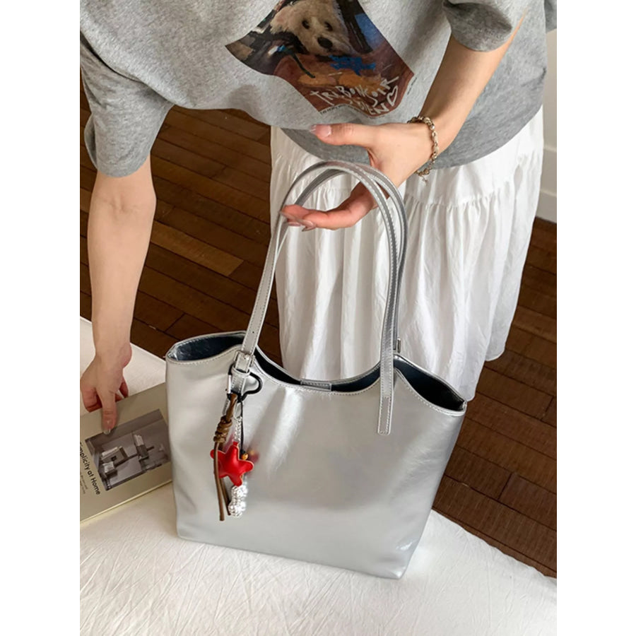 PU Leather Shoulder Bag Silver / onesize Apparel and Accessories