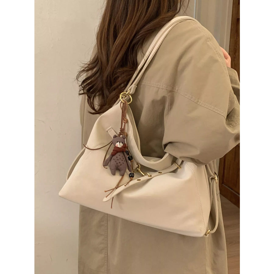 PU Leather Shoulder Bag White / One Size Apparel and Accessories