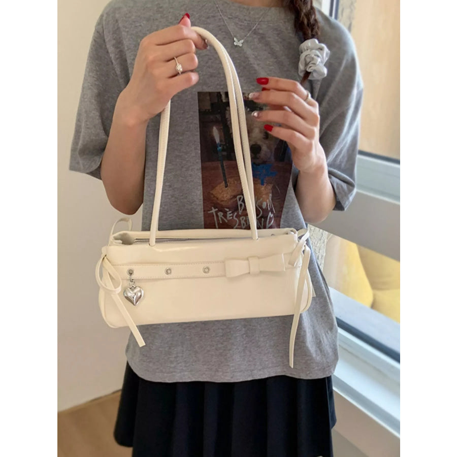 PU Leather Shoulder Bag White / One Size Apparel and Accessories