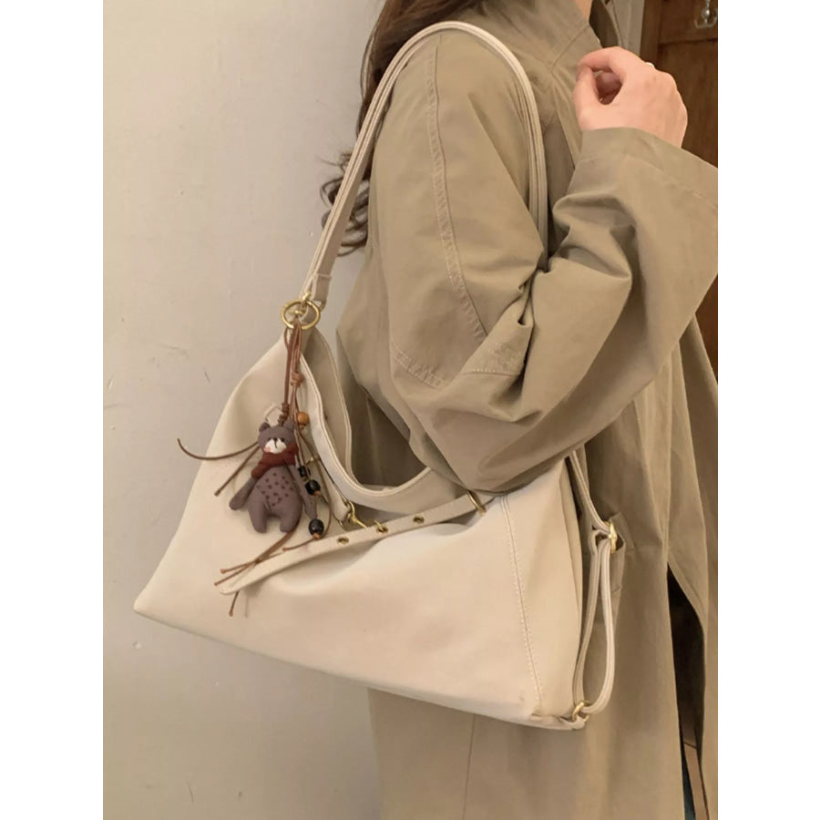 PU Leather Shoulder Bag White / One Size Apparel and Accessories