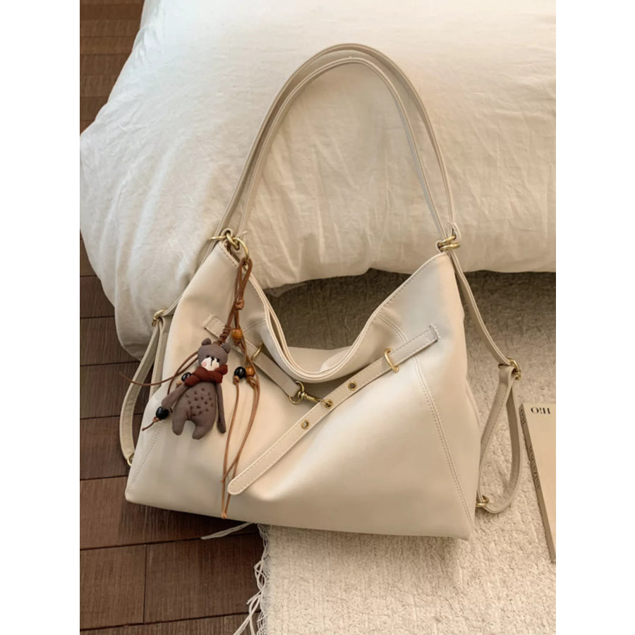 PU Leather Shoulder Bag White / One Size Apparel and Accessories