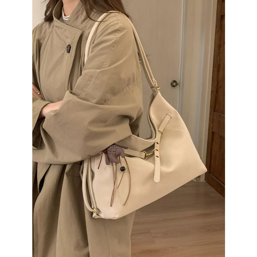 PU Leather Shoulder Bag White / One Size Apparel and Accessories