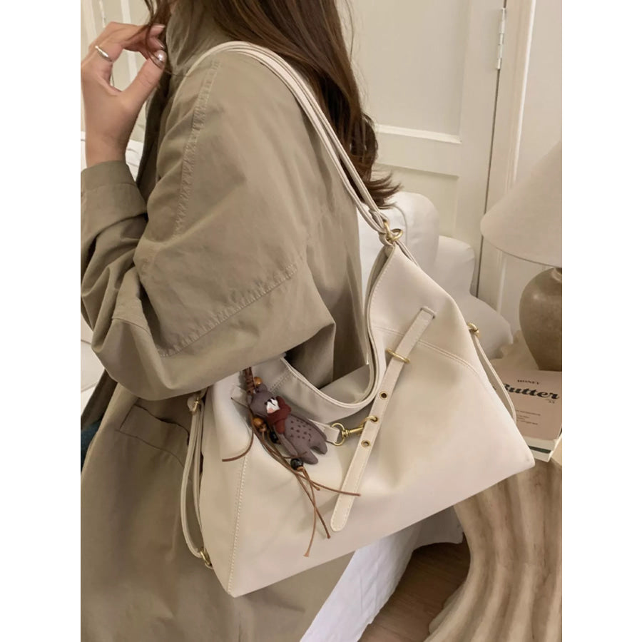 PU Leather Shoulder Bag White / One Size Apparel and Accessories