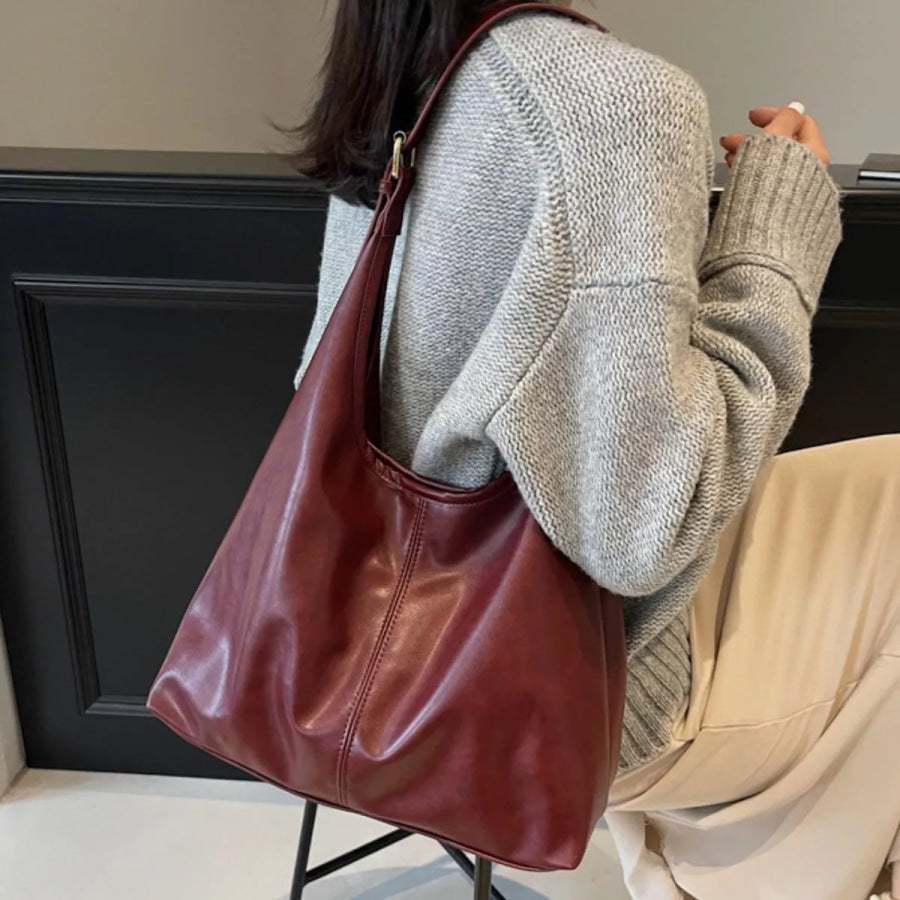 PU Leather Shoulder Bag Wine Red / onesize Apparel and Accessories