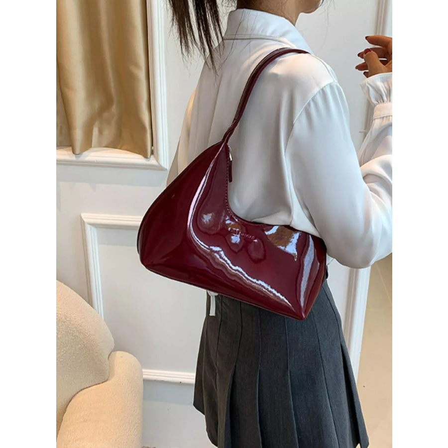 PU Leather Shoulder Bag Wine Red / onesize Apparel and Accessories