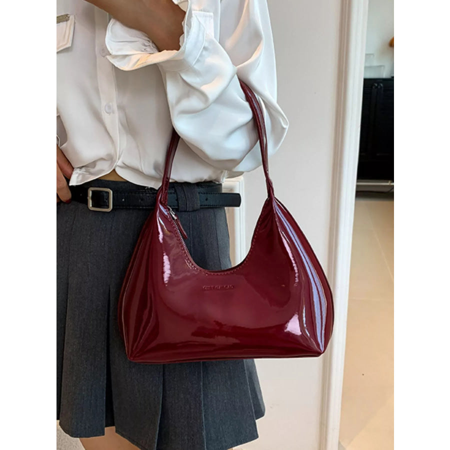 PU Leather Shoulder Bag Wine Red / onesize Apparel and Accessories