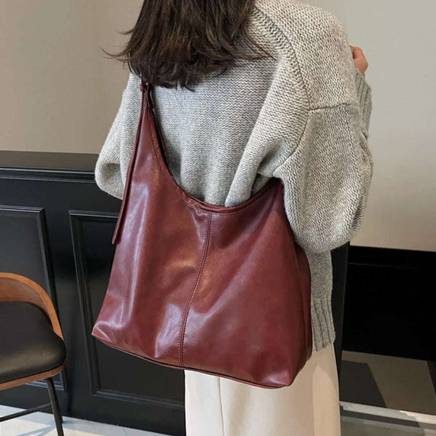 PU Leather Shoulder Bag Wine Red / onesize Apparel and Accessories