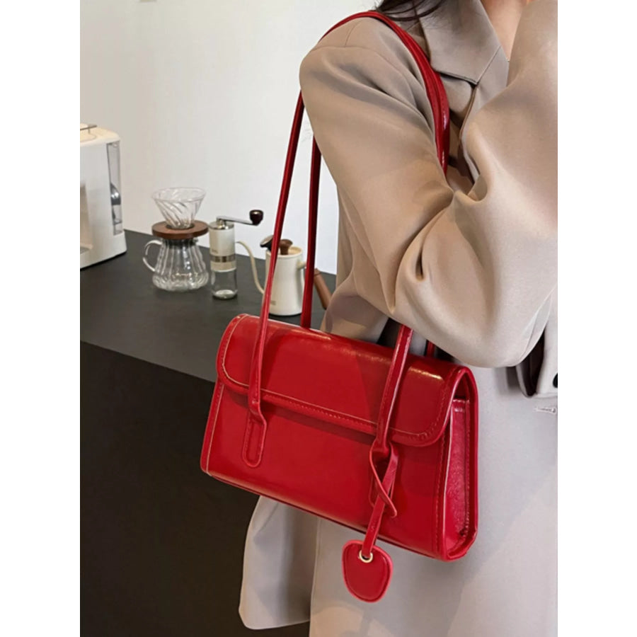 PU Leather Shoulder Bag Wine Red / onesize Apparel and Accessories