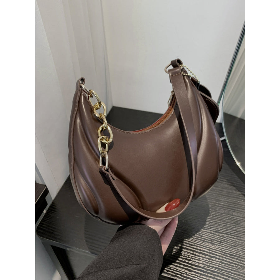 PU Leather Shoulder Bag with EarPods Bag Chocolate / One Size Apparel and Accessories