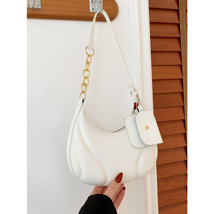 PU Leather Shoulder Bag with EarPods Bag White / One Size Apparel and Accessories