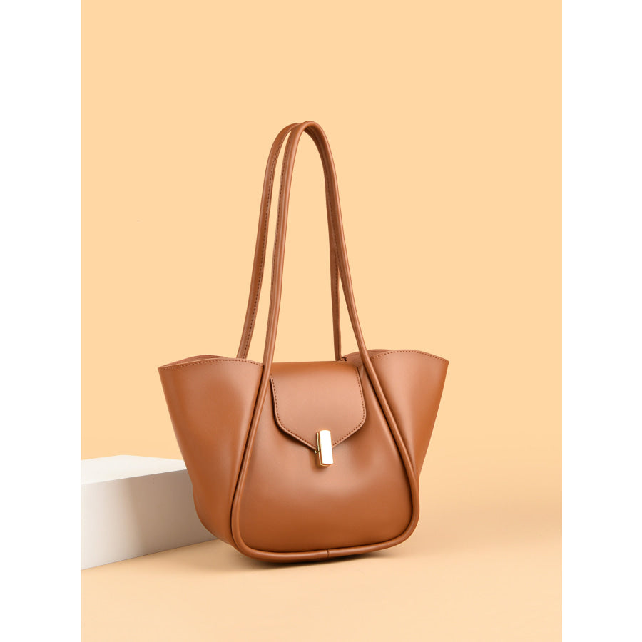 PU Leather Shoulder Bag with Pouch Caramel / One Size Apparel and Accessories