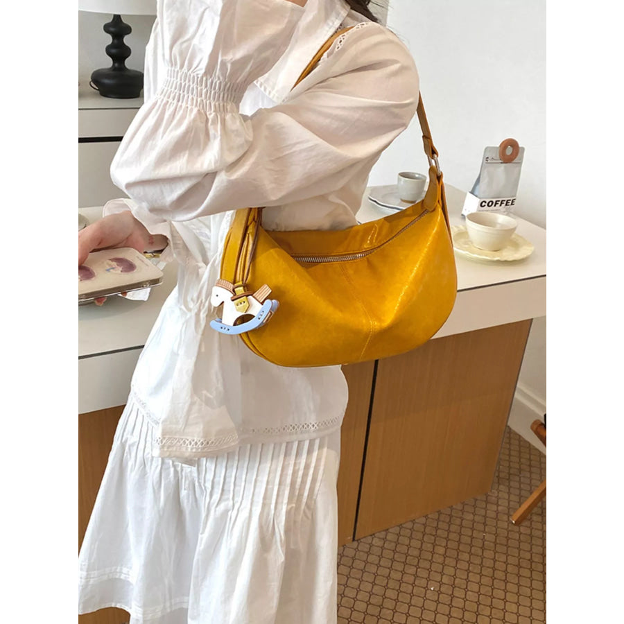 PU Leather Shoulder Bag Yellow / One Size Apparel and Accessories