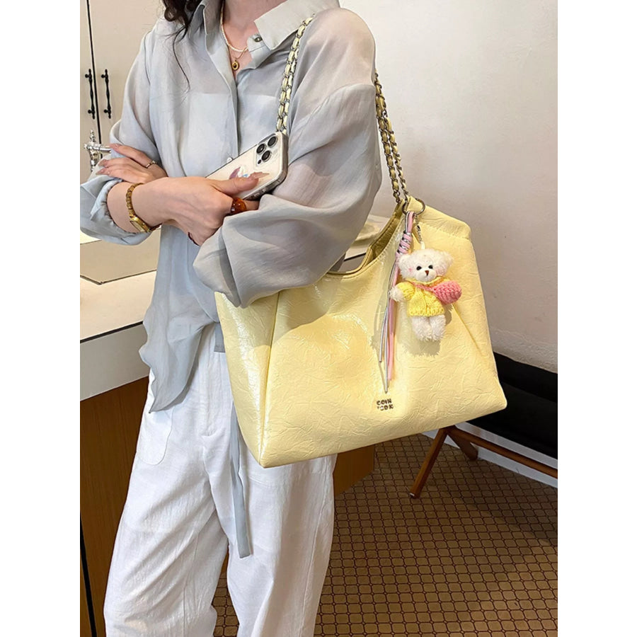 PU Leather Shoulder Bag Yellow / One Size Apparel and Accessories