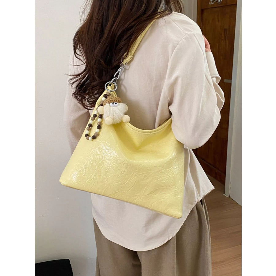 PU Leather Shoulder Bag Yellow / One Size Apparel and Accessories
