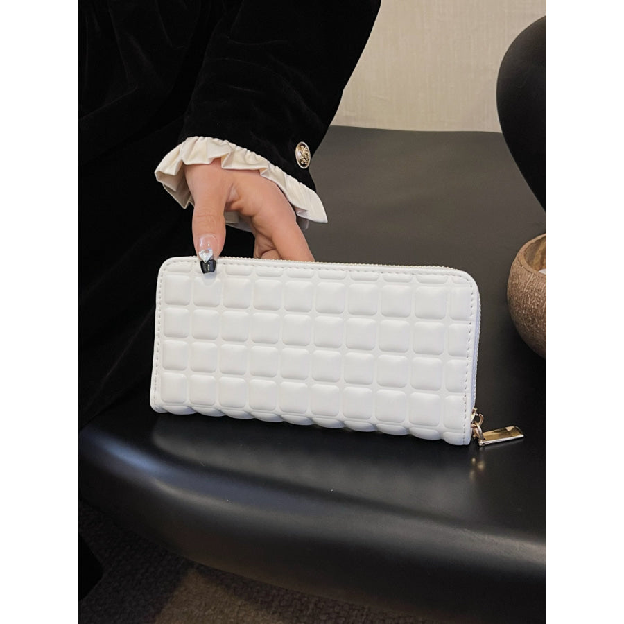 PU Leather Solid Color Wallet Beige / One Size Apparel and Accessories