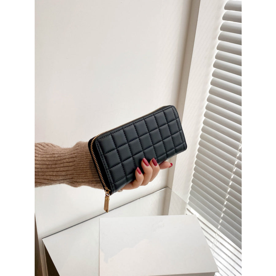 PU Leather Solid Color Wallet Black / One Size Apparel and Accessories