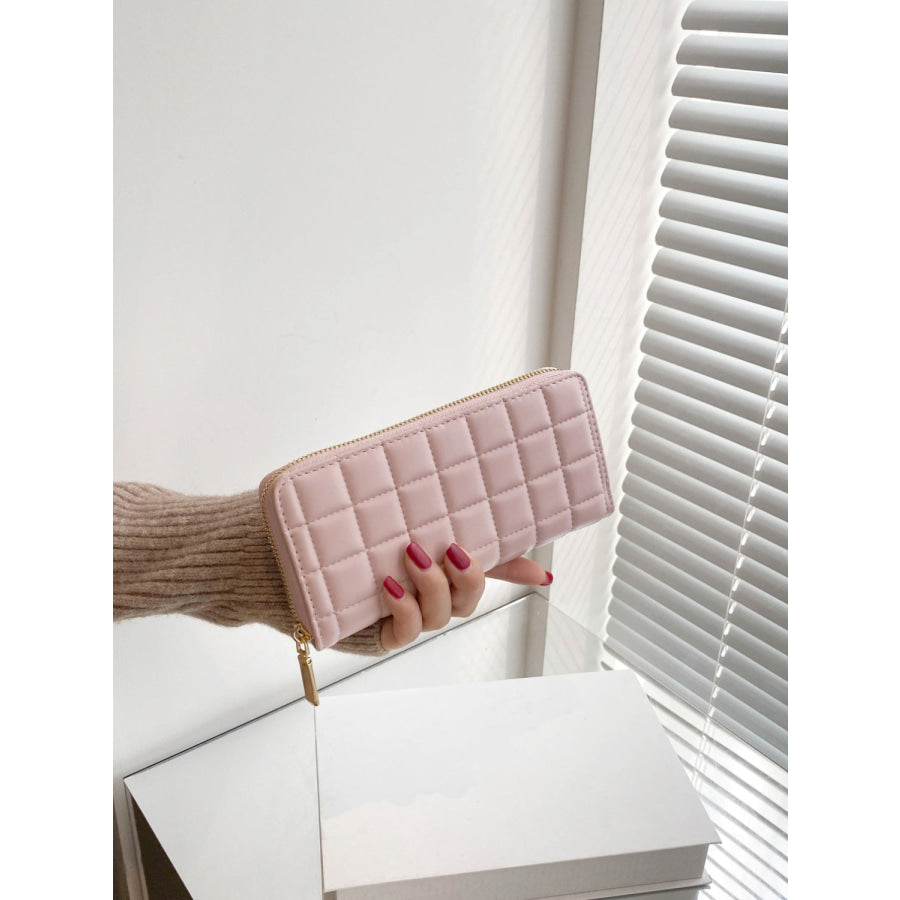 PU Leather Solid Color Wallet Blush Pink / One Size Apparel and Accessories