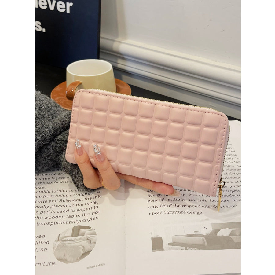 PU Leather Solid Color Wallet Blush Pink / One Size Apparel and Accessories