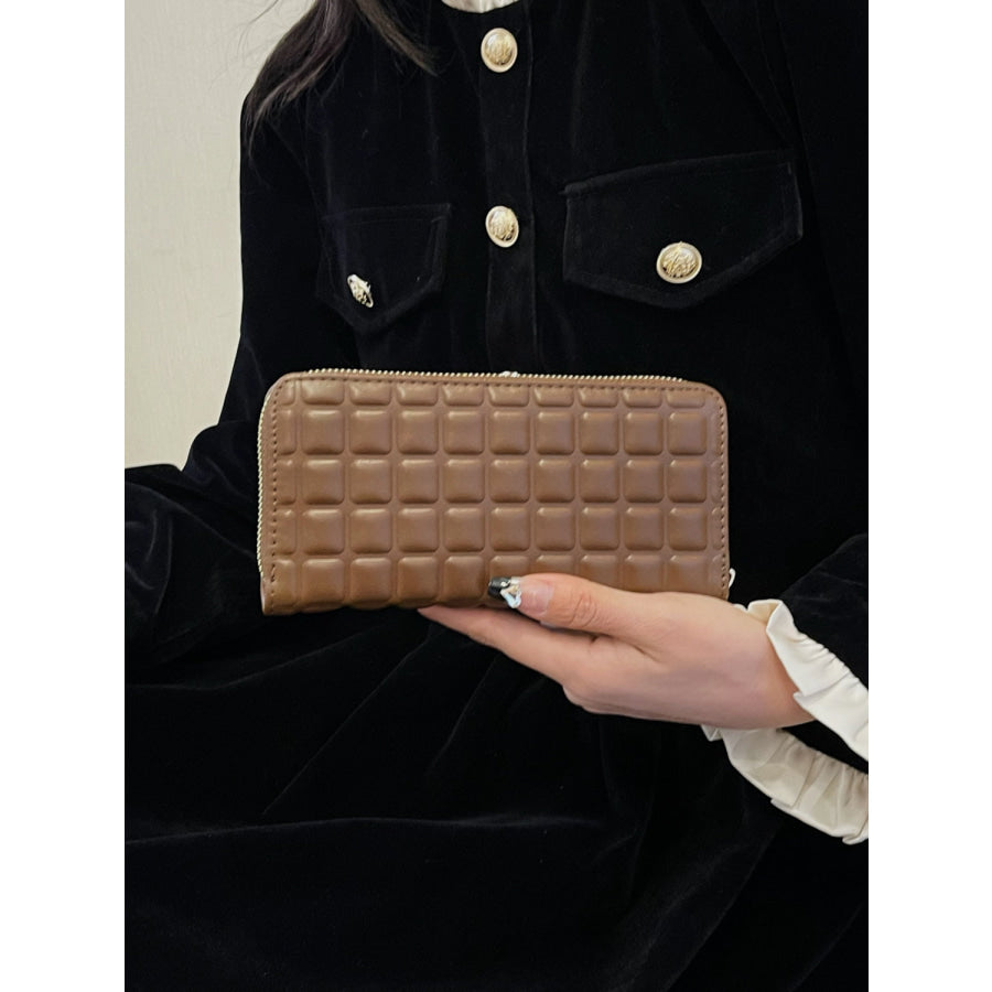 PU Leather Solid Color Wallet Brown / One Size Apparel and Accessories