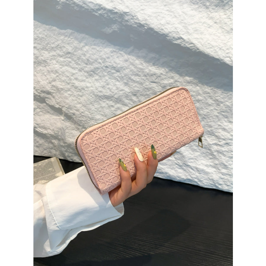 PU Leather Solid Color Wallet Pale Blush / One Size Apparel and Accessories