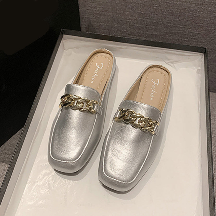 PU Leather Square Toe Flat Loafers Apparel and Accessories