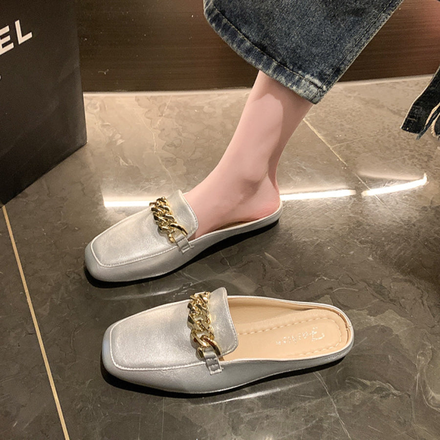 PU Leather Square Toe Flat Loafers Apparel and Accessories