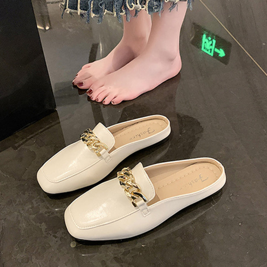 PU Leather Square Toe Flat Loafers Apparel and Accessories