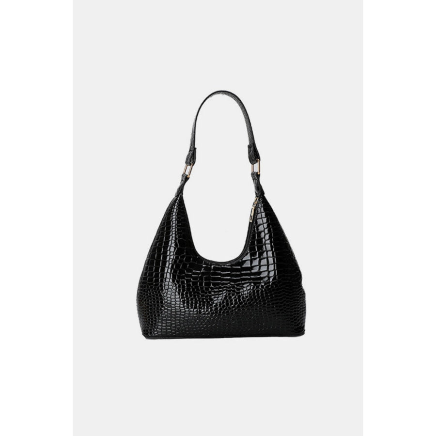 PU Leather Stone Texture Shoulder Bag Black / One Size Apparel and Accessories