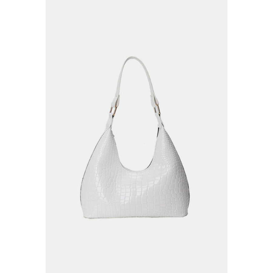 PU Leather Stone Texture Shoulder Bag White / One Size Apparel and Accessories