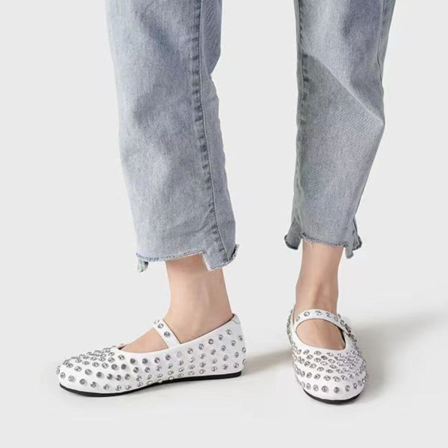 PU Leather Studded Flat Loafers Apparel and Accessories