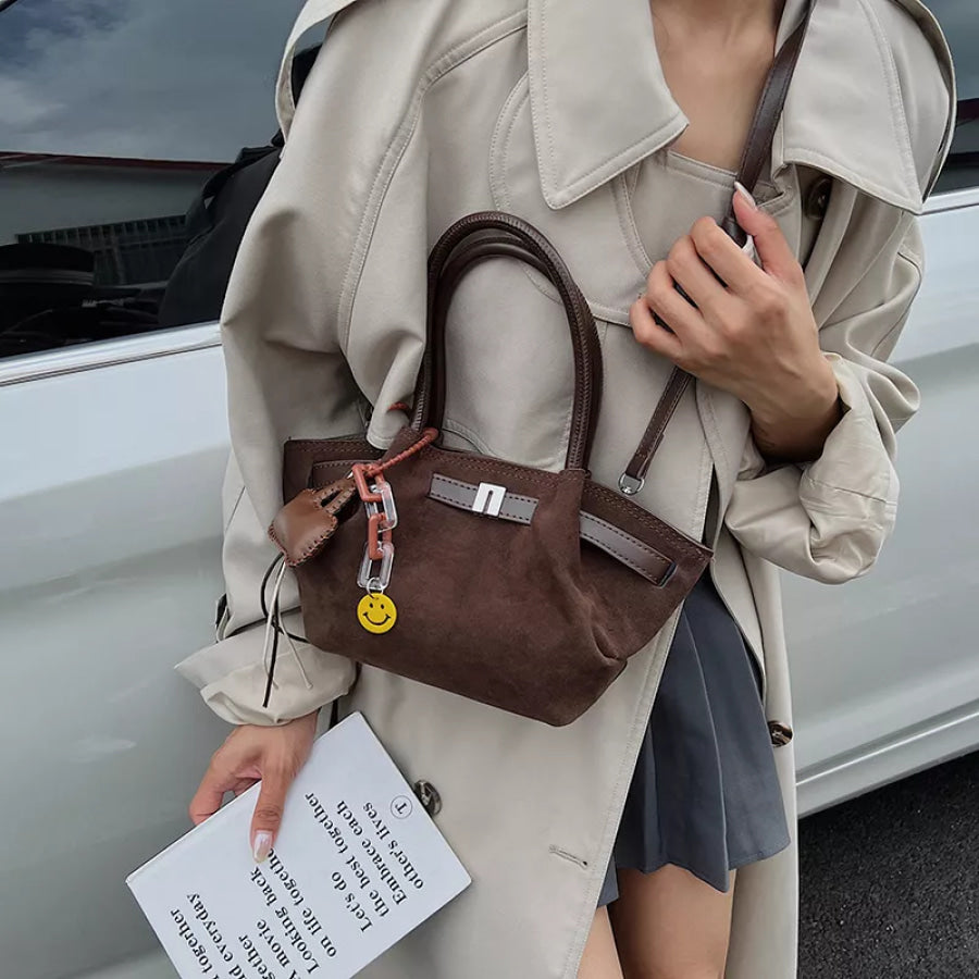 PU Leather Suede Mini Handbag Coffee Brown / One Size Apparel and Accessories