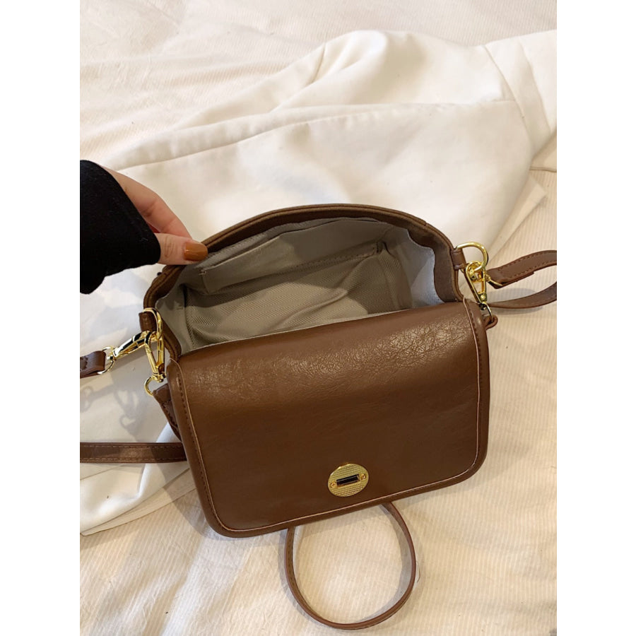 PU Leather Suede Twist-Lock Shoulder Bag Apparel and Accessories