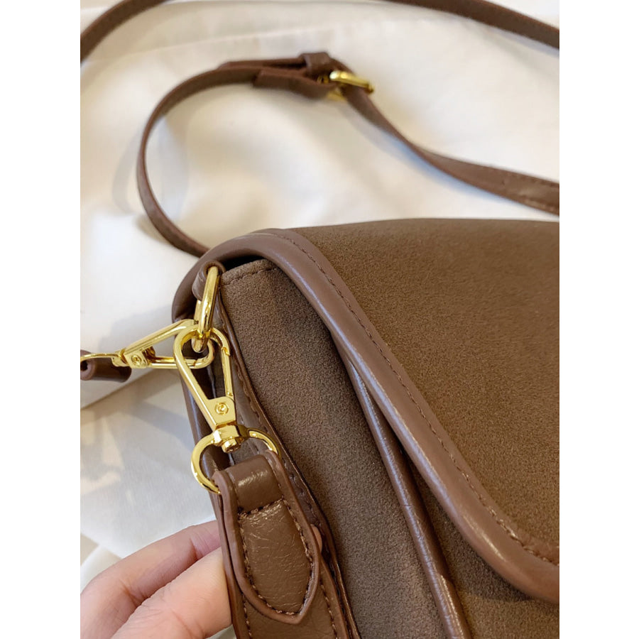 PU Leather Suede Twist-Lock Shoulder Bag Apparel and Accessories