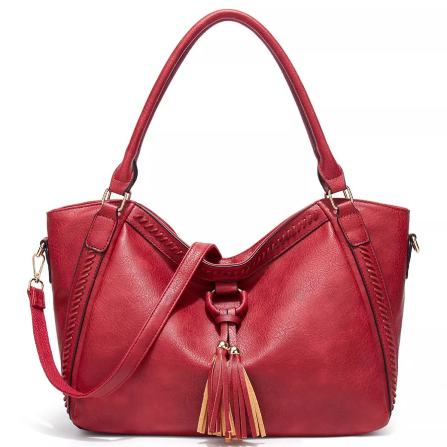 PU Leather Tassel Decor Shoulder Bag Apparel and Accessories